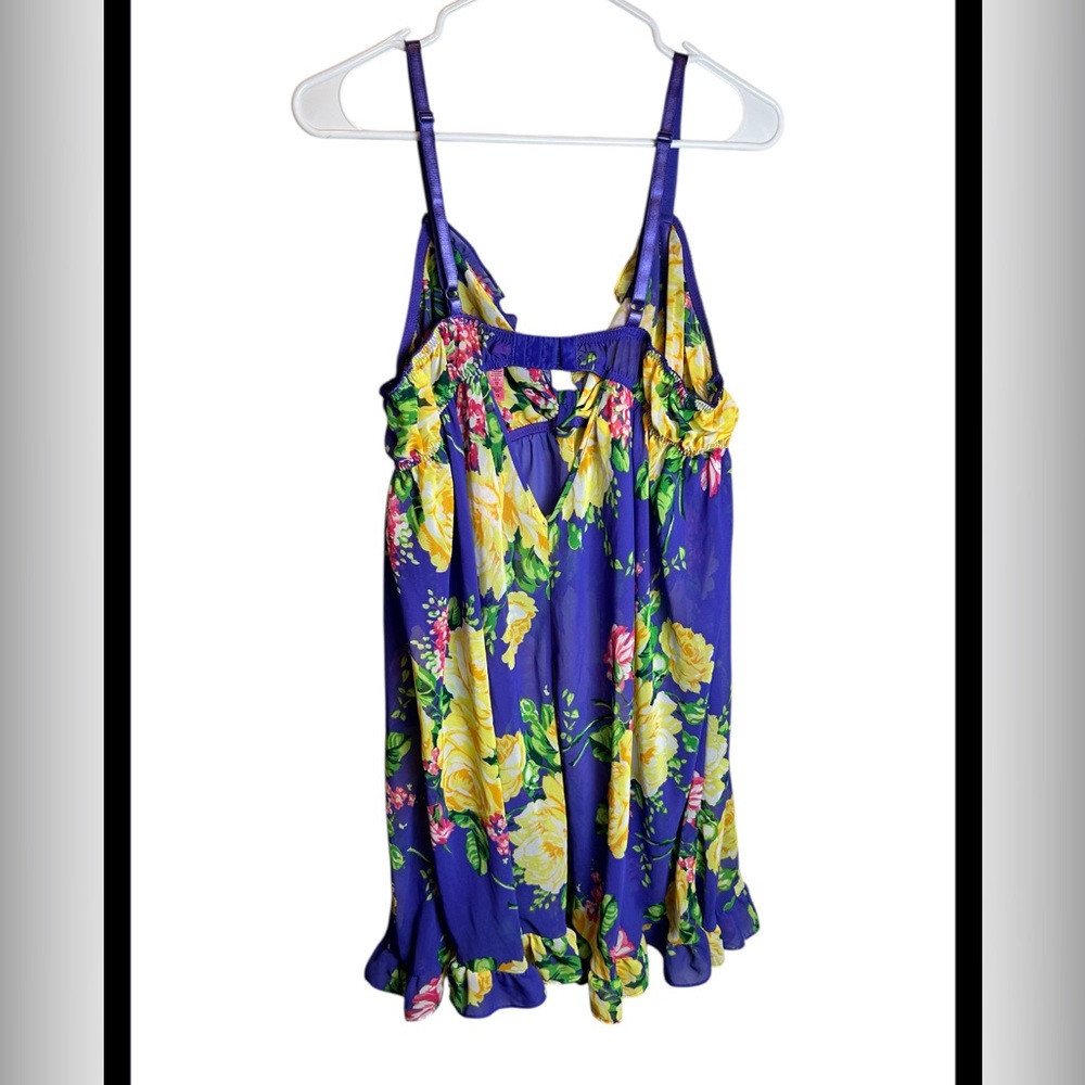 Vintage Betsey Johnson Floral Purple Yellow Babydoll Slip Dress Size 1X - Picture 3 of 5